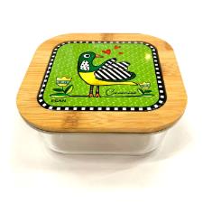 Pote em Vidro Quadrado Com Tampa Egan Cocoric� Verde 800ml 15x17cm