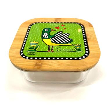Pote em Vidro Quadrado Com Tampa Egan Cocoric� Verde 800ml 15x17cm