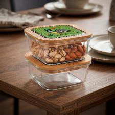 Pote em Vidro Quadrado Com Tampa Egan Cocoric� Verde 800ml 15x17cm