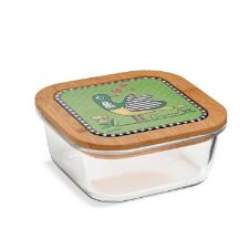 Pote em Vidro Quadrado Com Tampa Egan Cocoric� Verde 800ml 15x17cm