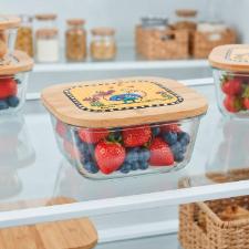 Pote em Vidro Quadrado Com Tampa Egan Cocoric� Amarelo 500ml 13x6,5cm