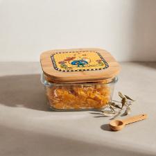 Pote em Vidro Quadrado Com Tampa Egan Cocoric� Amarelo 500ml 13x6,5cm