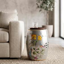 Banqueta Seat Garden em Cer�mica China Shopping Flower Bird 45x32cm: Requinte e Est�tica Oriental