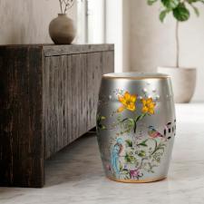 Banqueta Seat Garden em Cer�mica China Shopping Flower Bird 45x32cm: Requinte e Est�tica Oriental