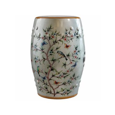 Banqueta Seat Garden em Cer�mica China Shopping Birds and Butterflies 45x32cm: Requinte e Estampa Natural