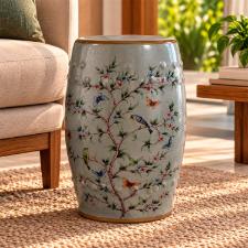 Banqueta Seat Garden em Cer�mica China Shopping Birds and Butterflies 45x32cm: Requinte e Estampa Natural