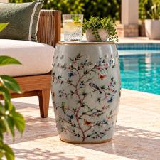 Banqueta Seat Garden em Cer�mica China Shopping Birds and Butterflies 45x32cm: Requinte e Estampa Natural