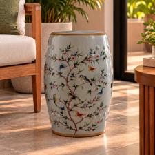 Banqueta Seat Garden em Cer�mica China Shopping Birds and Butterflies 45x32cm: Requinte e Estampa Natural