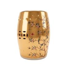 Banqueta Seat Garden em Cer�mica China Shopping Golden Floral 45x32cm: Requinte e Detalhes Dourados
