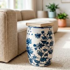 Banqueta Seat Garden em Cer�mica China Shopping Classic Floral 45x32cm: Requinte e Estampa Cl�ssica