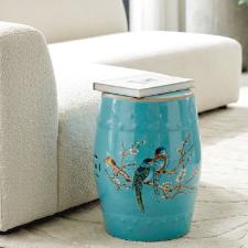 Banqueta Seat Garden em Cer�mica China Shopping Floral Avian 45x32cm: Requinte e Estampa Bot�nica