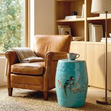 Banqueta Seat Garden em Cer�mica China Shopping Floral Avian 45x32cm: Requinte e Estampa Bot�nica
