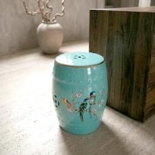Banqueta Seat Garden em Cer�mica China Shopping Floral Avian 45x32cm: Requinte e Estampa Bot�nica