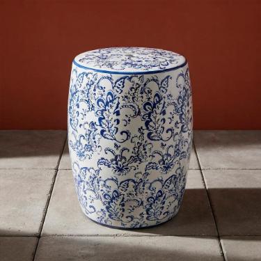 Banqueta Seat Garden em Cer�mica China Shopping Dynasty Blue 45x32cm