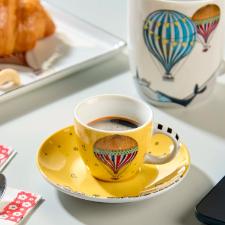 Jogo de 2 X�caras para Caf� Espresso Egan Giramondo Amarela 80ml: Leve Encanto para sua Mesa