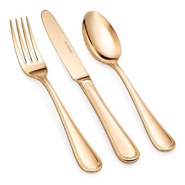 Faqueiro em A�o Inox St. James Four Seasons Champanhe Gold 101 Pe�as: Luxo para Servir