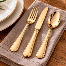 Faqueiro em A�o Inox St. James Four Seasons Champanhe Gold 101 Pe�as: Luxo para Servir
