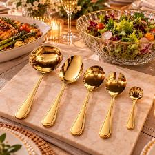 Faqueiro em A�o Inox St. James Four Seasons Champanhe Gold 101 Pe�as: Luxo para Servir