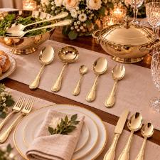 Faqueiro em A�o Inox St. James Venetian Champanhe Gold 101 Pe�as: Sofistica��o e Requinte