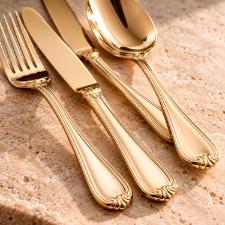 Faqueiro em A�o Inox St. James King Thomas Champanhe Gold 101 Pe�as: Realeza na Sua Mesa