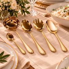 Faqueiro em A�o Inox St. James King Thomas Champanhe Gold 101 Pe�as: Realeza na Sua Mesa