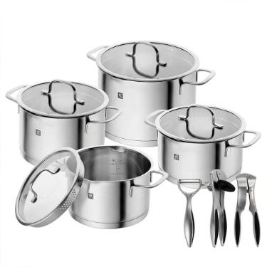 Jogo de Panelas Inox Zwilling Trueflow 4 Pe�as + Kit Utens�lios: Alta Performance