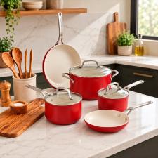 Jogo de Panelas KitchenAid 8 Pe�as Cer�mica Empire Red: Cor Ic�nica e Alta Performance
