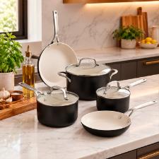 Jogo de Panelas KitchenAid 8 Pe�as Cer�mica Onyx Black: Alta Performance e Design Gourmet