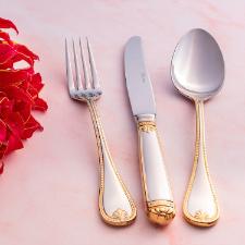 Faqueiro em A�o Inox St. James P�rola Gold 130 Pe�as: Luxo e Nobreza na Mesa