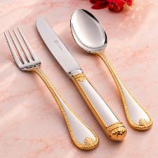 Faqueiro em A�o Inox St. James P�rola Gold 130 Pe�as: Luxo e Nobreza na Mesa