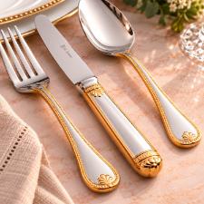 Faqueiro em A�o Inox St. James P�rola Gold 130 Pe�as: Luxo e Nobreza na Mesa