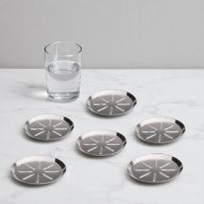 Jogo de porta-copos em a�o inox Forma 6 pe�as: Prote��o e estilo para sua mesa