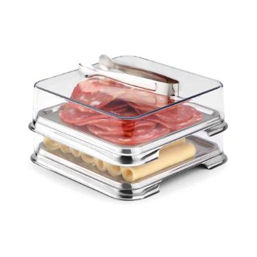 Porta-frios base inox e tampa em acr�lico Forma Vision 9x15,5x15,5cm 5 pe�as