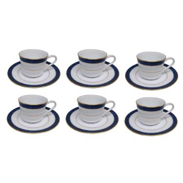Jogo de x�caras caf� Noritake Marble Blue 6 pe�as