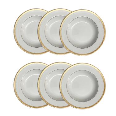 Jogo de pratos fundo Christofle Malmaison 6 pe�as dourado