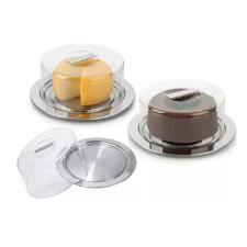 Prato para bolo em inox com c�pula em acr�lico Forma Vision 33cm