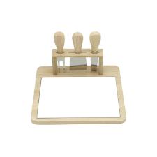 kit t�bua para queijos em bambu e cer�mica 4 pe�as LYOR