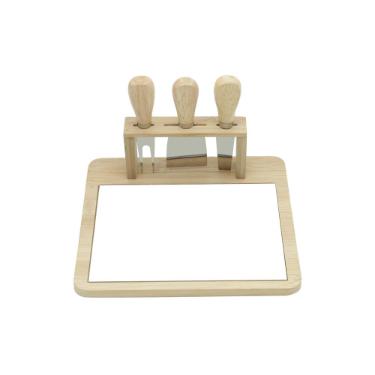 kit t�bua para queijos em bambu e cer�mica 4 pe�as LYOR