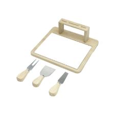 kit t�bua para queijos em bambu e cer�mica 4 pe�as LYOR