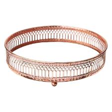 Bandeja redonda espelhada inox Adely Decor 17cm ros� SHW602.