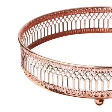 Bandeja redonda espelhada inox Adely Decor 17cm ros� SHW602.