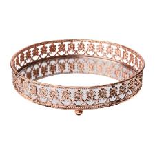 Bandeja redonda espelhada inox Adely Decor 17cm ros� SHW612.