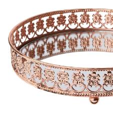 Bandeja redonda espelhada inox Adely Decor 17cm ros� SHW612.