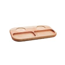 Petisqueira madeira com bowls Woodart Liptus 30x18cm cinza.