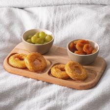 Petisqueira madeira com bowls Woodart Liptus 30x18cm cinza.