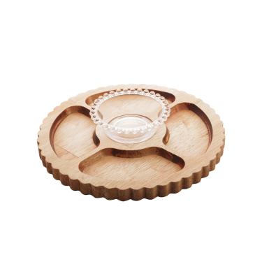Petisqueira madeira com bowl Woodart Liptus 35x6cm.
