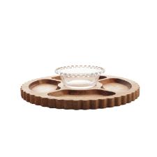 Petisqueira madeira com bowl Woodart Liptus 35x6cm.