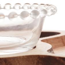 Petisqueira madeira com bowl Woodart Liptus 35x6cm.