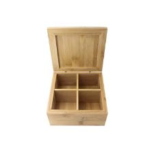 Caixa quadrada em bambu 4 divisorias Dynasty 7,8x16cm.