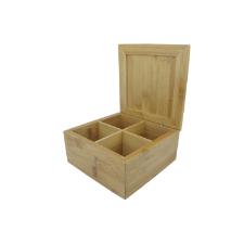 Caixa quadrada em bambu 4 divisorias Dynasty 7,8x16cm.